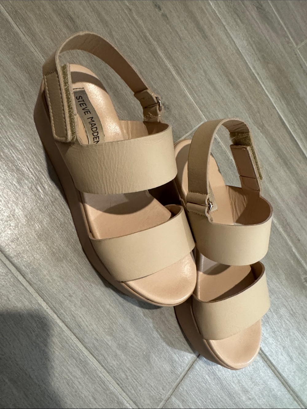 Steve Madden Nude/Tan Platform Slingback Sandals